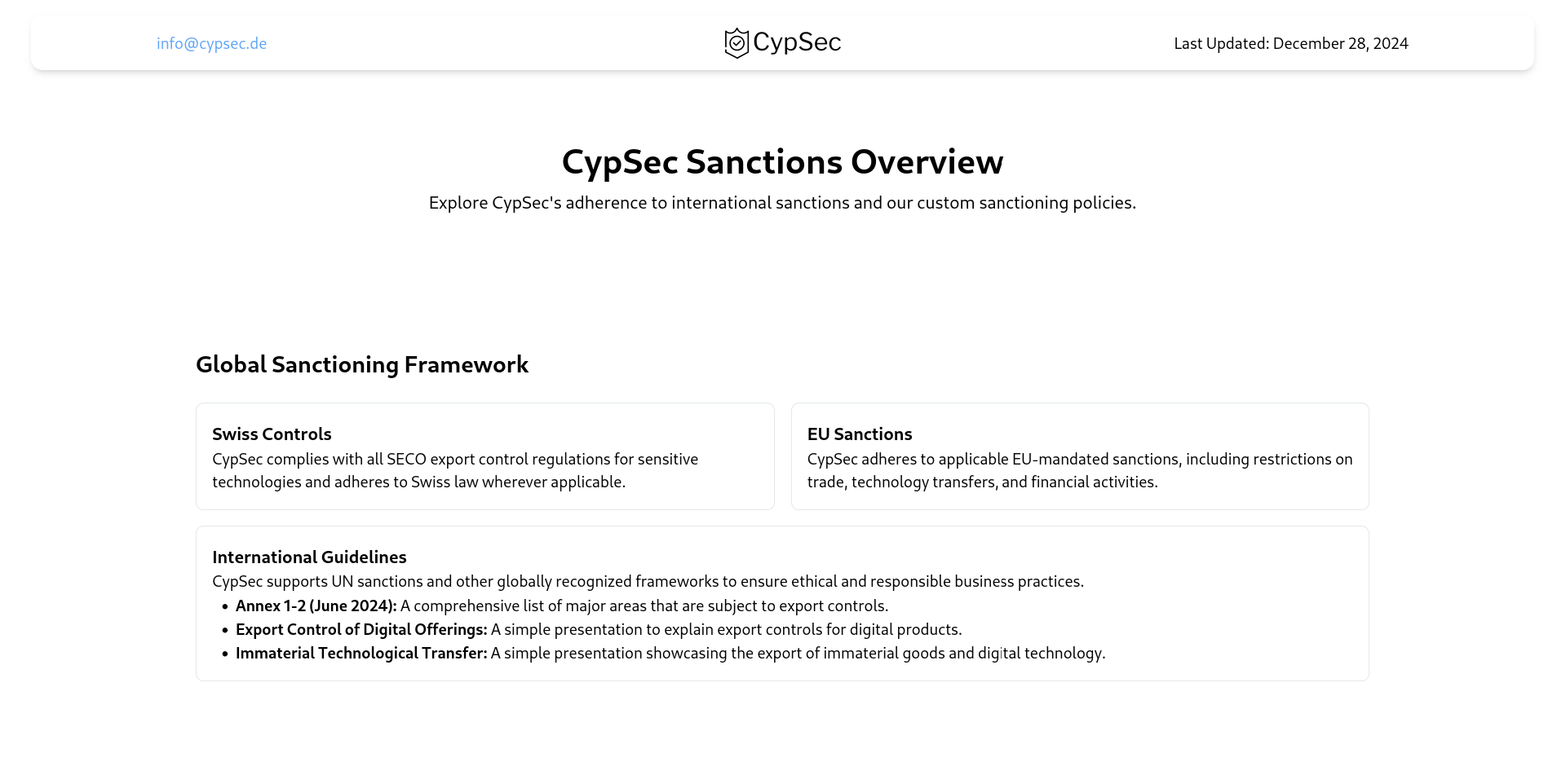 CypSec's Sanctions Framework